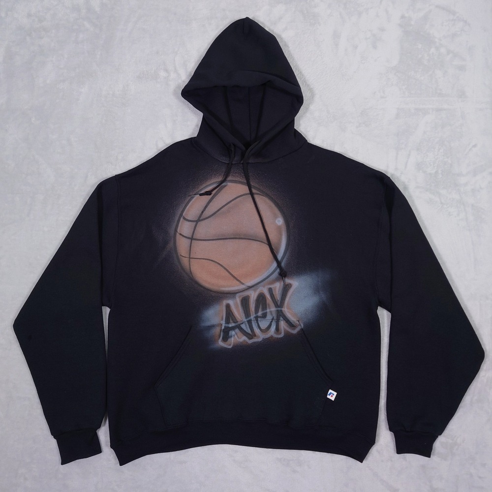 Vintage Russell Athletic Hoodie Mens L Pullover Airbrush Alex Six Flags Y2K